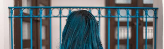 Girl with blue hair